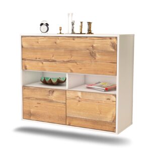 Sideboard San Bernardino | hängend | Korpus Weiß | Front in Pinie Holz Optik | 92x79x35cm (BxHxT)