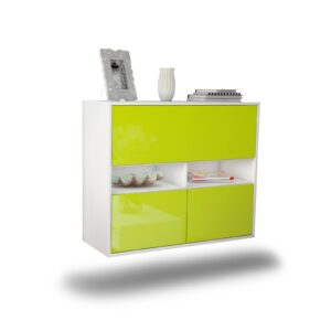 Sideboard San Bernardino | hängend | Korpus Weiß | Front in Hochglanz Grün | 92x79x35cm (BxHxT)