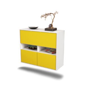 Sideboard San Bernardino | hängend | Korpus Weiß | Front in Gelb | 92x79x35cm (BxHxT)