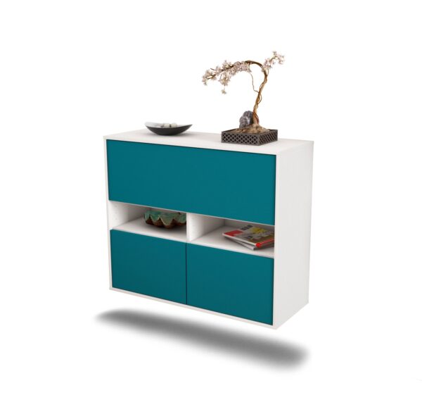 Sideboard San Bernardino | hängend | Korpus Weiß | Front in Türkis | 92x79x35cm (BxHxT)