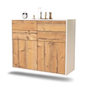 Sideboard Grand Rapids | hängend | Korpus Weiß | Front in Pinie Holz Optik | 92x79x35cm (BxHxT)