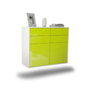 Sideboard Grand Rapids | hängend | Korpus Weiß | Front in Hochglanz Grün | 92x79x35cm (BxHxT)