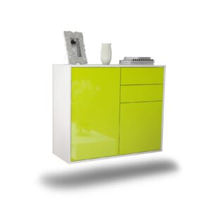Sideboard Huntington Beach | hängend | Korpus Weiß | Front in Hochglanz Grün | 92x79x35cm (BxHxT)