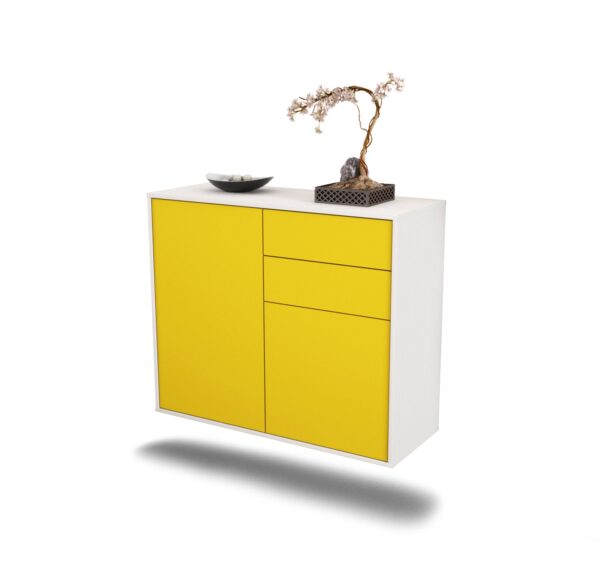 Sideboard Huntington Beach | hängend | Korpus Weiß | Front in Gelb | 92x79x35cm (BxHxT)