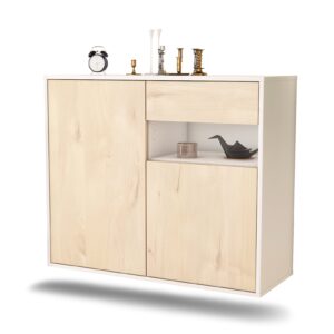 Sideboard Augusta | hängend | Korpus Weiß | Front in Zeder Holz Optik | 92x79x35cm (BxHxT)