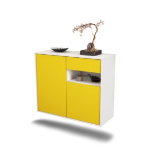 Sideboard Augusta | hängend | Korpus Weiß | Front in Gelb | 92x79x35cm (BxHxT)