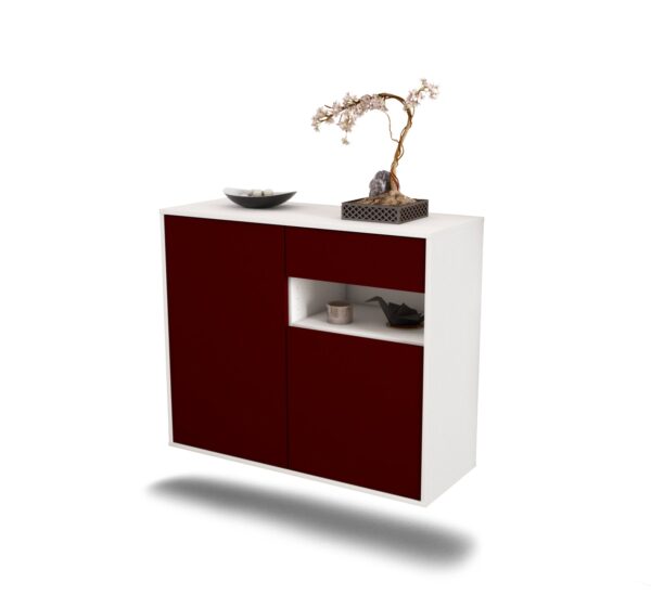 Sideboard Augusta | hängend | Korpus Weiß | Front in Bordeaux | 92x79x35cm (BxHxT)