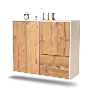Sideboard Sunrise Manor | hängend | Korpus Weiß | Front in Pinie Holz Optik | 92x79x35cm (BxHxT)