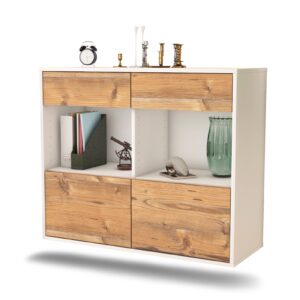 Sideboard Mobile | hängend | Korpus Weiß | Front in Pinie Holz Optik | 92x79x35cm (BxHxT)