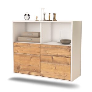 Sideboard Moreno Valley | hängend | Korpus Weiß | Front in Pinie Holz Optik | 92x79x35cm (BxHxT)
