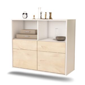 Sideboard Moreno Valley | hängend | Korpus Weiß | Front in Zeder Holz Optik | 92x79x35cm (BxHxT)