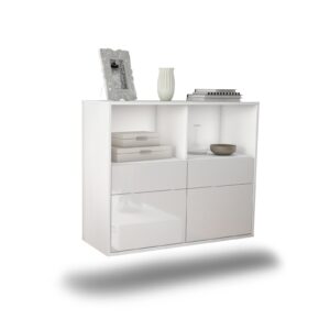 Sideboard Moreno Valley | hängend | Korpus Weiß | Front in Hochglanz Weiß | 92x79x35cm (BxHxT)