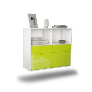 Sideboard Moreno Valley | hängend | Korpus Weiß | Front in Hochglanz Grün | 92x79x35cm (BxHxT)