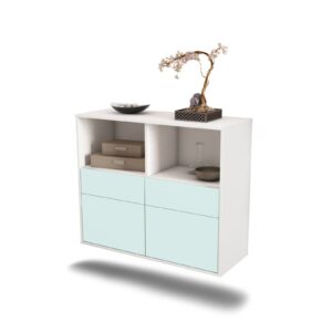 Sideboard Moreno Valley | hängend | Korpus Weiß | Front in Mint | 92x79x35cm (BxHxT)