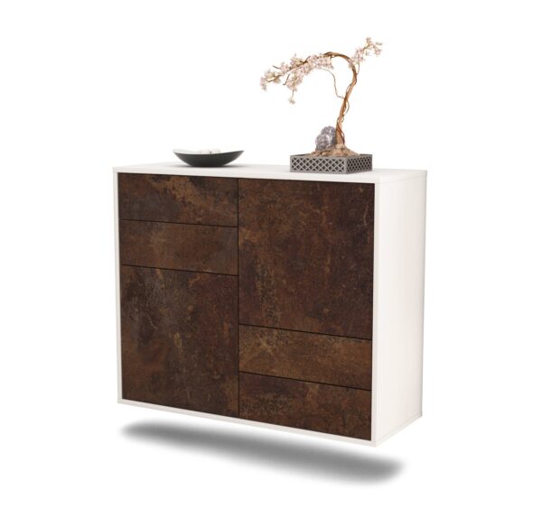 Sideboard Little Rock | hängend | Korpus Weiß | Front in Rost Optik | 92x79x35cm (BxHxT)