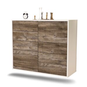 Sideboard Amarillo | hängend | Korpus Weiß | Front in Treibholz Holz Optik | 92x79x35cm (BxHxT)