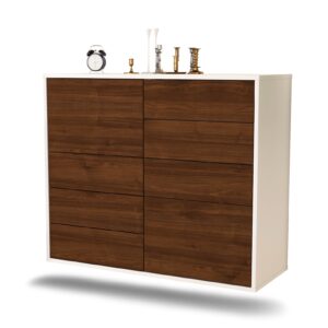 Sideboard Paradise | hängend | Korpus Weiß | Front in Walnuss Holz Optik | 92x79x35cm (BxHxT)