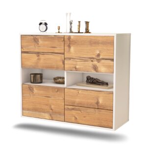 Sideboard Oxnard | hängend | Korpus Weiß | Front in Pinie Holz Optik | 92x79x35cm (BxHxT)