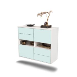 Sideboard Oxnard | hängend | Korpus Weiß | Front in Mint | 92x79x35cm (BxHxT)