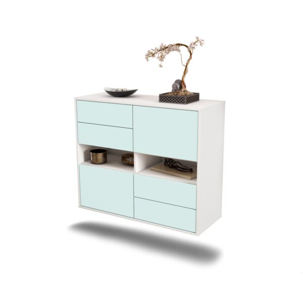 Sideboard Oxnard | hängend | Korpus Weiß | Front in Mint | 92x79x35cm (BxHxT)