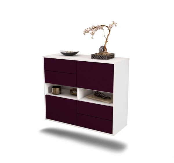 Sideboard Oxnard | hängend | Korpus Weiß | Front in Lila | 92x79x35cm (BxHxT)