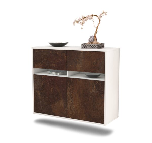 Sideboard Fort Lauderdale | hängend | Korpus Weiß | Front in Rost Optik | 92x79x35cm (BxHxT)