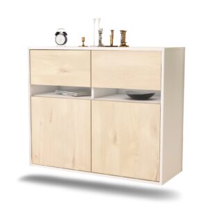 Sideboard Fort Lauderdale | hängend | Korpus Weiß | Front in Zeder Holz Optik | 92x79x35cm (BxHxT)