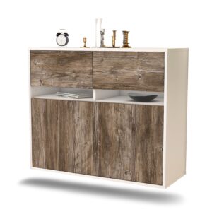 Sideboard Fort Lauderdale | hängend | Korpus Weiß | Front in Treibholz Holz Optik | 92x79x35cm (BxHxT)