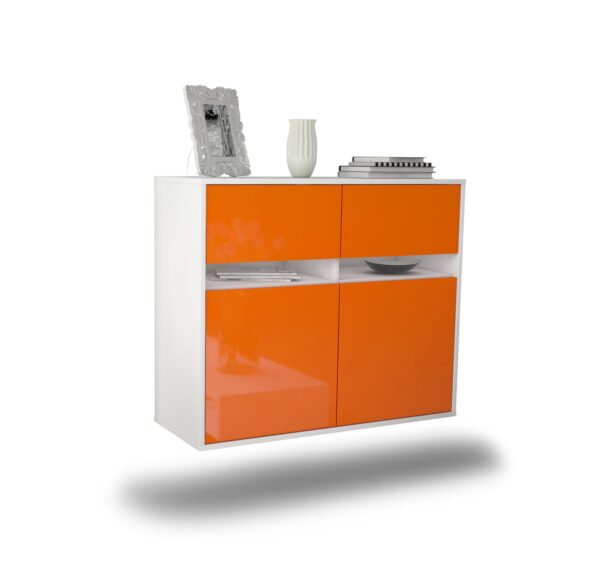 Sideboard Fort Lauderdale | hängend | Korpus Weiß | Front in Hochglanz Orange | 92x79x35cm (BxHxT)