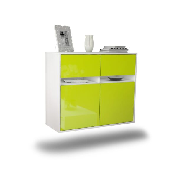 Sideboard Fort Lauderdale | hängend | Korpus Weiß | Front in Hochglanz Grün | 92x79x35cm (BxHxT)