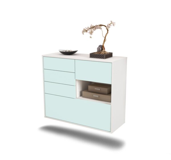 Sideboard Knoxville | hängend | Korpus Weiß | Front in Mint | 92x79x35cm (BxHxT)