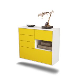 Sideboard Knoxville | hängend | Korpus Weiß | Front in Gelb | 92x79x35cm (BxHxT)