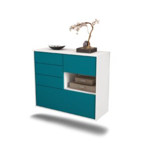 Sideboard Knoxville | hängend | Korpus Weiß | Front in Türkis | 92x79x35cm (BxHxT)