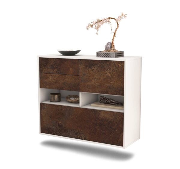 Sideboard Salt Lake City | hängend | Korpus Weiß | Front in Rost Optik | 92x79x35cm (BxHxT)