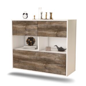 Sideboard Newport News | hängend | Korpus Weiß | Front in Treibholz Holz Optik | 92x79x35cm (BxHxT)