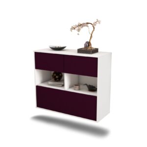 Sideboard Newport News | hängend | Korpus Weiß | Front in Lila | 92x79x35cm (BxHxT)