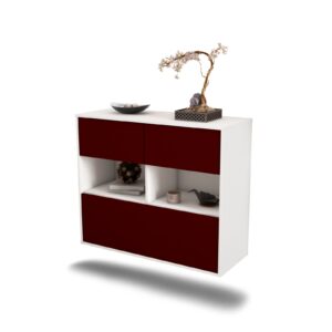 Sideboard Newport News | hängend | Korpus Weiß | Front in Bordeaux | 92x79x35cm (BxHxT)