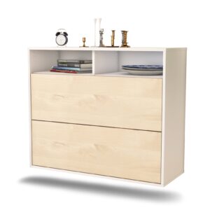 Sideboard Spring Valley | hängend | Korpus Weiß | Front in Zeder Holz Optik | 92x79x35cm (BxHxT)