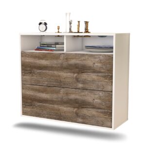 Sideboard Spring Valley | hängend | Korpus Weiß | Front in Treibholz Holz Optik | 92x79x35cm (BxHxT)