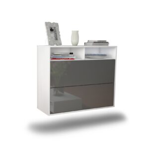 Sideboard Spring Valley | hängend | Korpus Weiß | Front in Hochglanz Grau | 92x79x35cm (BxHxT)