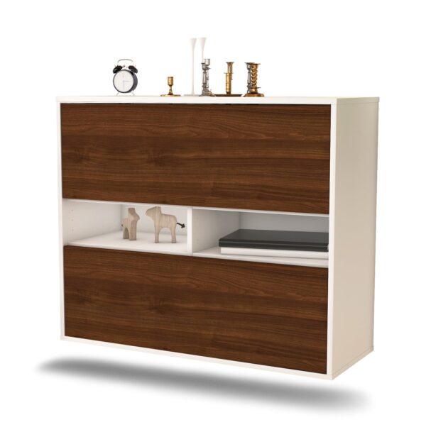 Sideboard Jackson | hängend | Korpus Weiß | Front in Walnuss Holz Optik | 92x79x35cm (BxHxT)