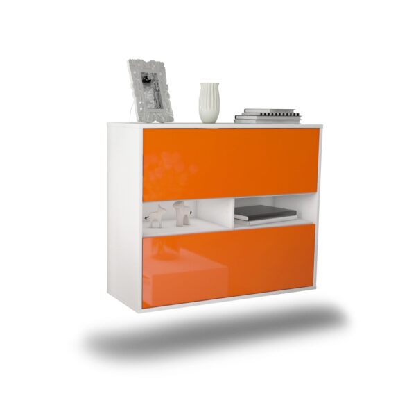 Sideboard Jackson | hängend | Korpus Weiß | Front in Hochglanz Orange | 92x79x35cm (BxHxT)