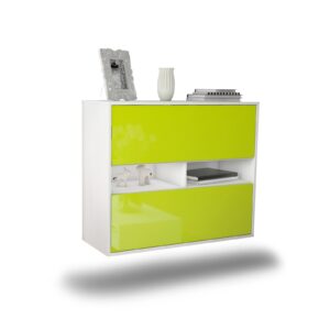 Sideboard Jackson | hängend | Korpus Weiß | Front in Hochglanz Grün | 92x79x35cm (BxHxT)