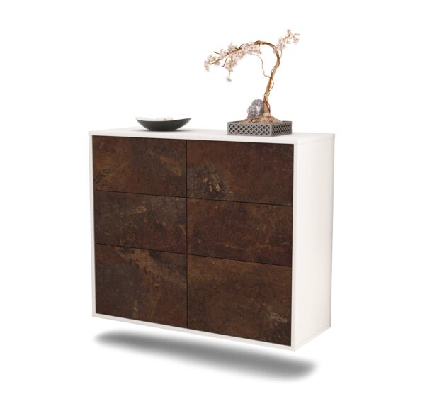 Sideboard Tempe | hängend | Korpus Weiß | Front in Rost Optik | 92x79x35cm (BxHxT)