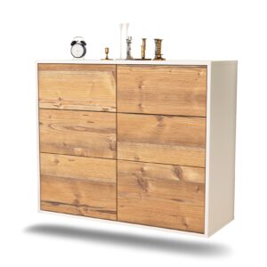 Sideboard Tempe | hängend | Korpus Weiß | Front in Pinie Holz Optik | 92x79x35cm (BxHxT)