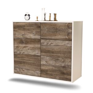 Sideboard Tempe | hängend | Korpus Weiß | Front in Treibholz Holz Optik | 92x79x35cm (BxHxT)