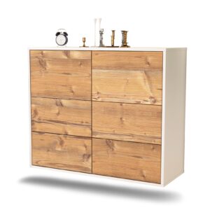 Sideboard Worcester | hängend | Korpus Weiß | Front in Pinie Holz Optik | 92x79x35cm (BxHxT)