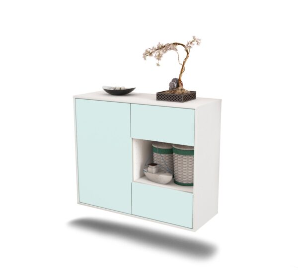 Sideboard Brownsville | hängend | Korpus Weiß | Front in Mint | 92x79x35cm (BxHxT)