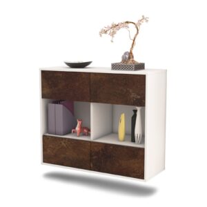 Sideboard Providence | hängend | Korpus Weiß | Front in Rost Optik | 92x79x35cm (BxHxT)
