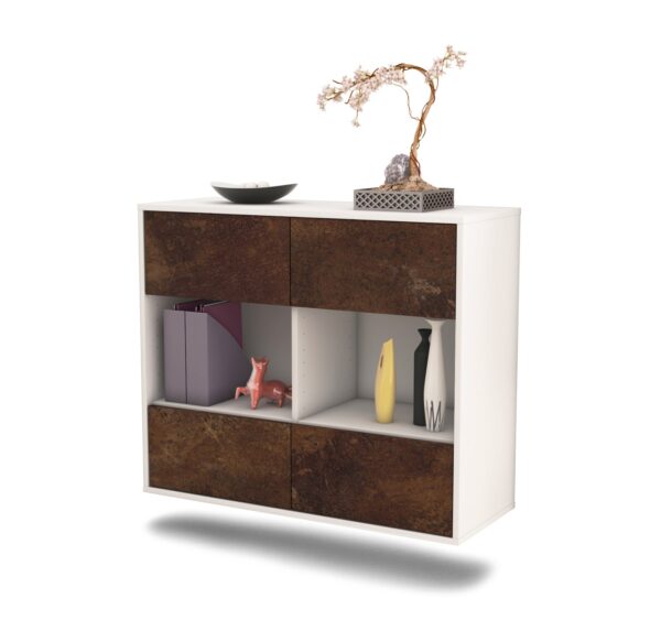 Sideboard Providence | hängend | Korpus Weiß | Front in Rost Optik | 92x79x35cm (BxHxT)